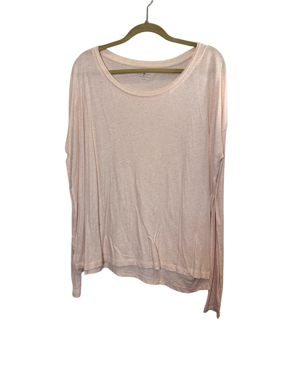 Grey State Women’s Light Pink Cotton Long Sleeve Scoop Neck Tee Sz M